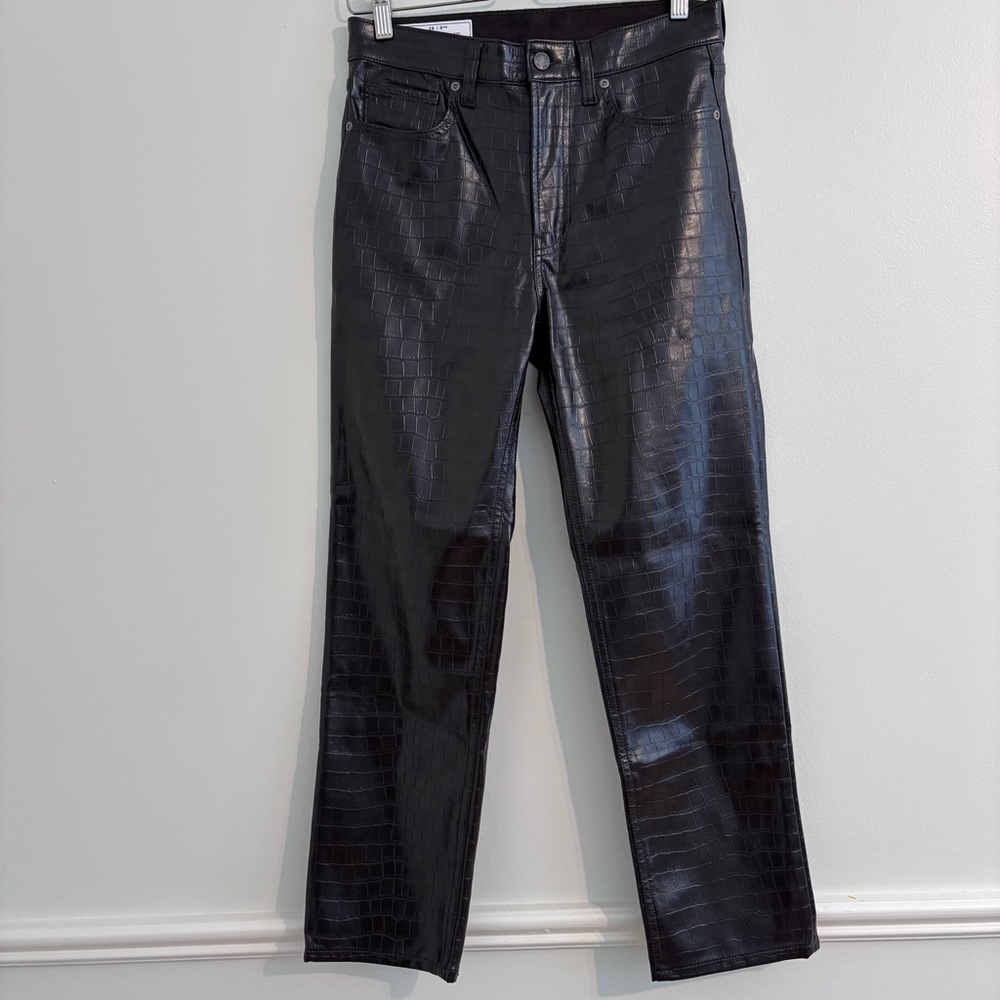 Croc embossed vegan leather pants